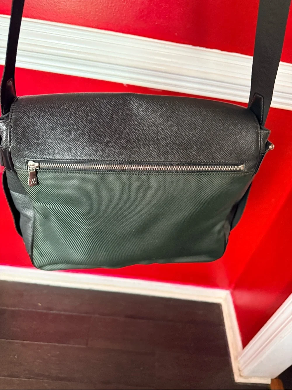Louis Vuitton Black Leather Messenger Bag